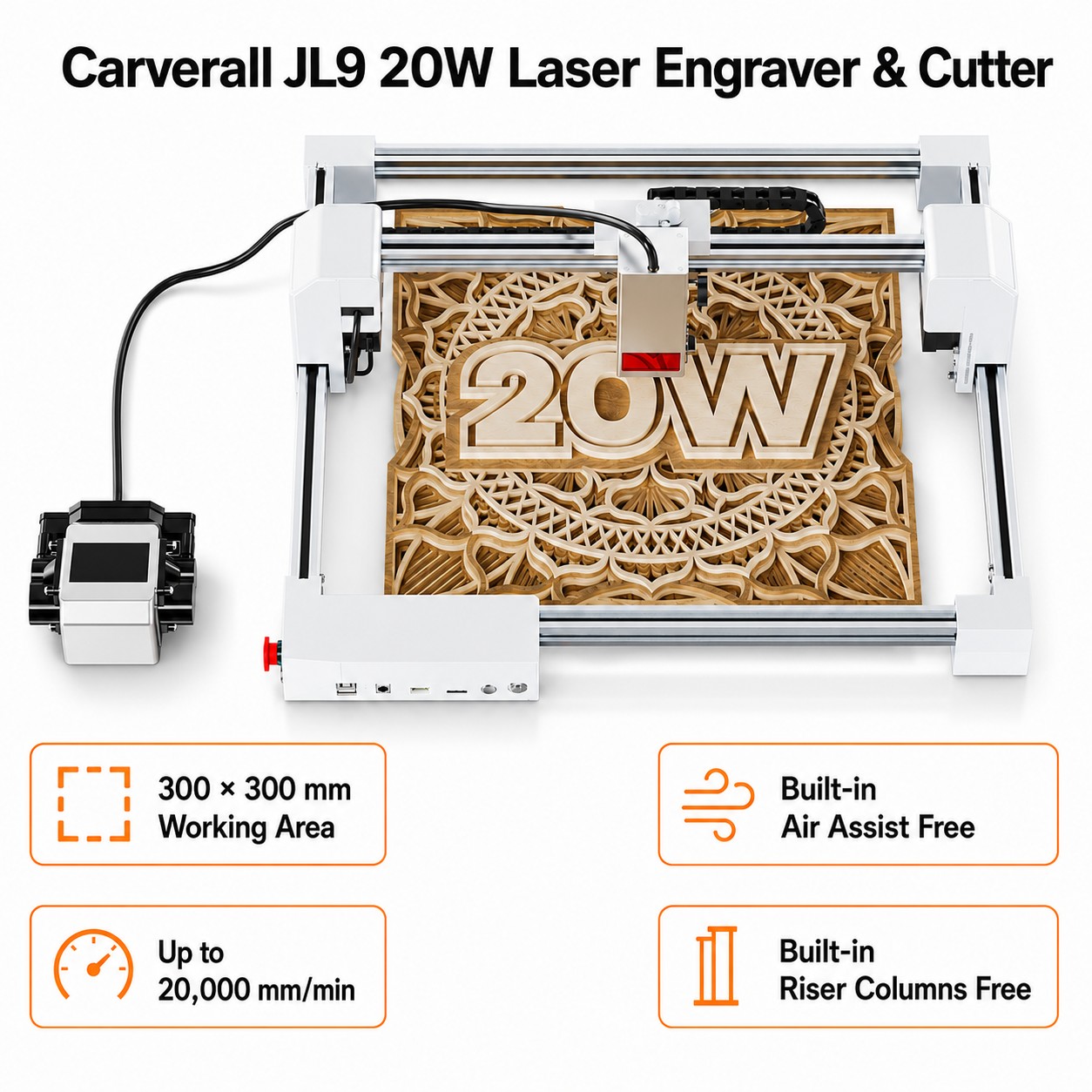 Carverall JL9 20W Laser Engrav - đánh giá và giá Industrial Laser Engraver